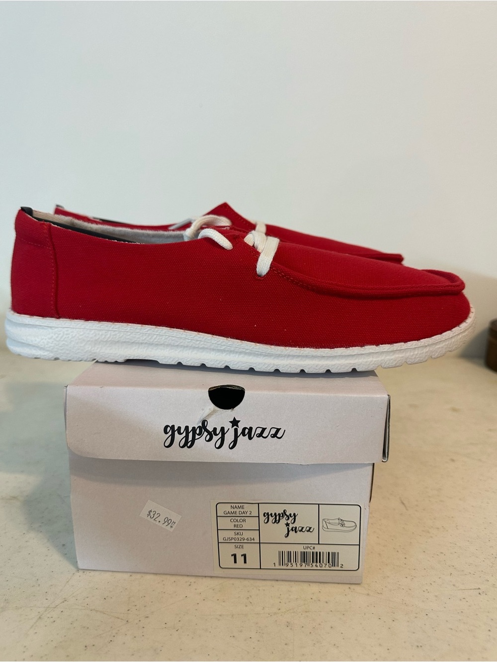 Gypsy Jazz Womens Red Canvas Casual Shoes